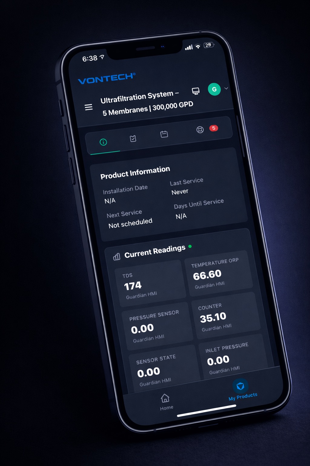 Vontech App - Readings